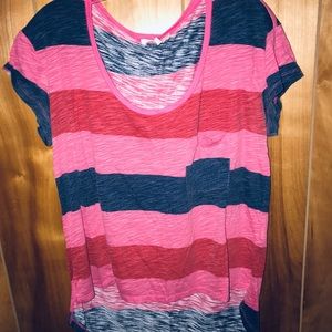 high-low striped shirt